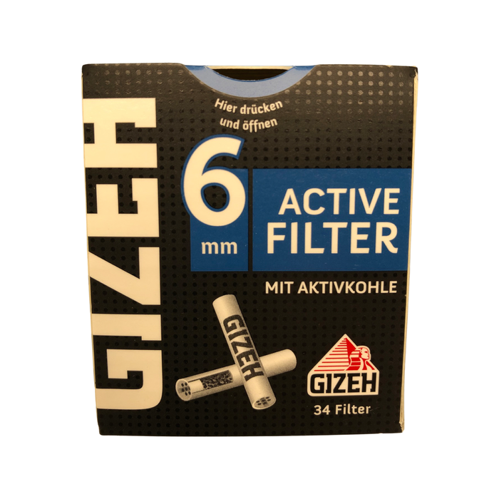 Gizeh Aktivkohlefilter, 6mm, 34 Stück